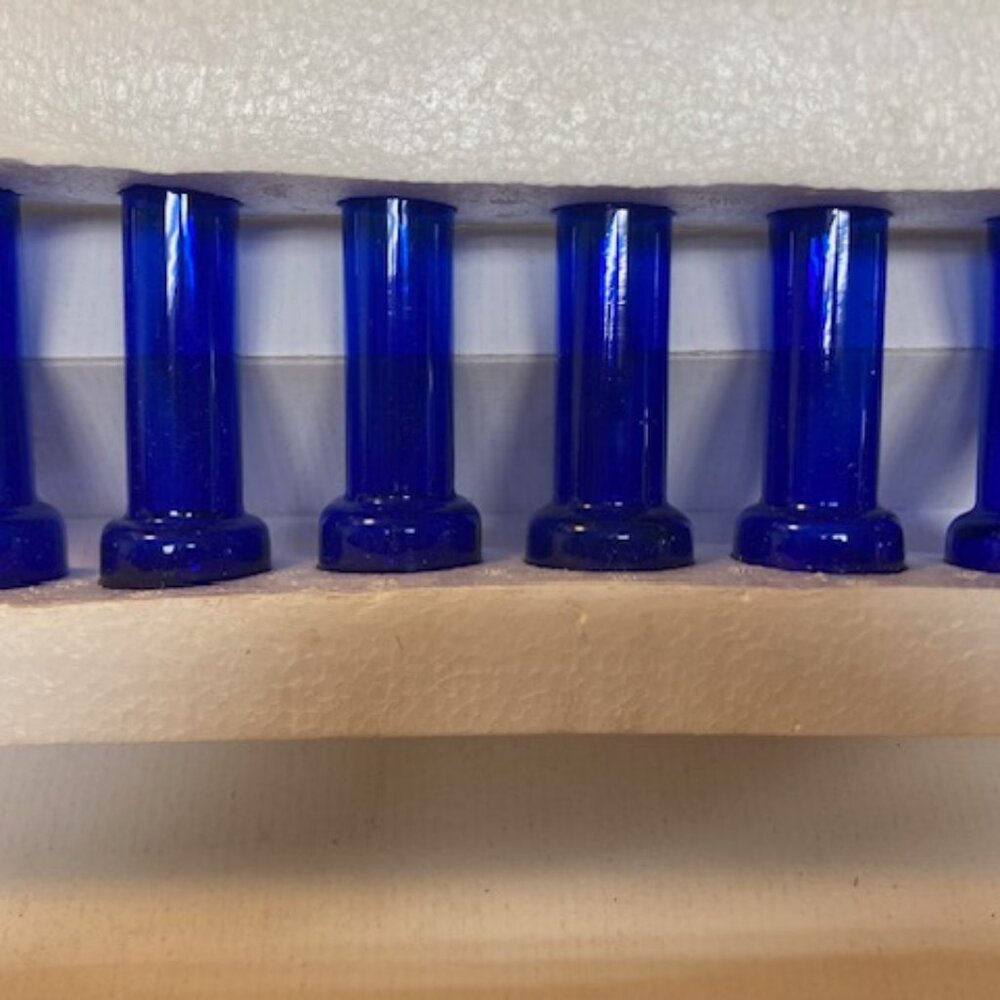 SHOOTER GLASSES Crystal Glass Colbalt Blue Set of Six By Chateau Orleans New Box